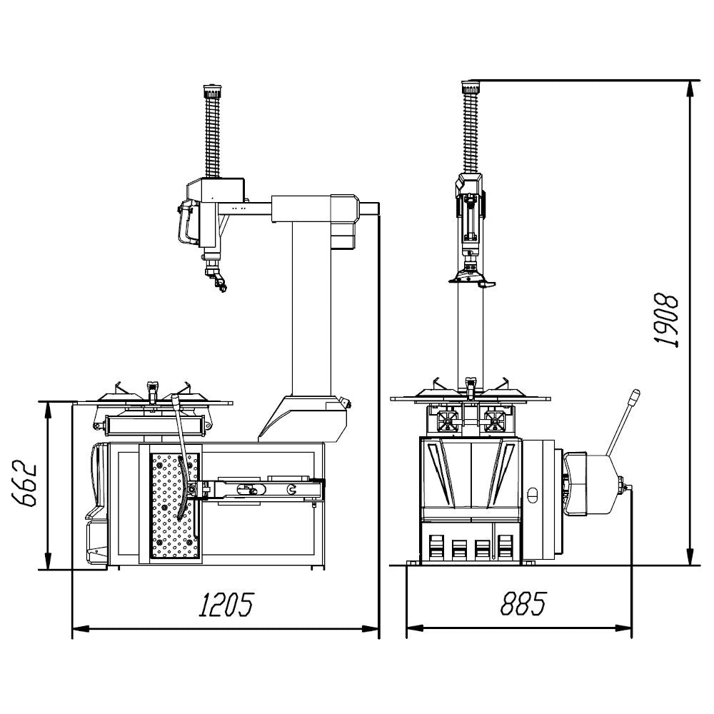 ATH Heinl M52 » Reifenmontiermaschine mit kippbarem Mast » bis 22" Zoll